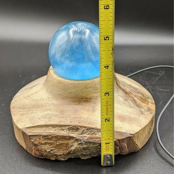 Night Light Wood & Blue Resin Live Edge Handmade Signed by Artist Mood Light USB - Picture 3 of 11